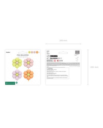 Balony foliowe do girland Stokrotki, średnica 65 cm, mix (1 op. / 4 szt.)