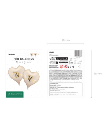 Balony foliowe serca MR i MRS, 45 cm, mix (1 op. / 2 szt.)