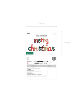 Balon foliowy Merry Christmas, 143 x 25 cm, mix