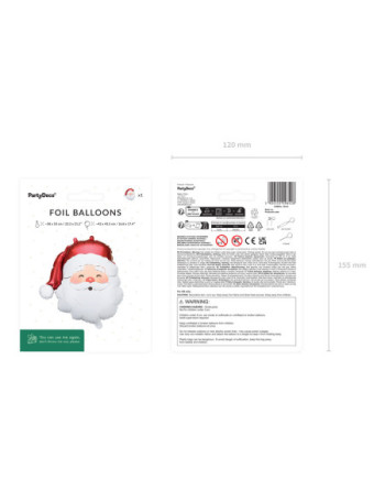 Balon foliowy Mikołaj, 42 x 43.5 cm, mix