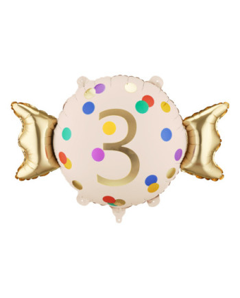Balon foliowy Cukierek ''3'', 61x37 cm, mix