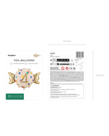 Balon foliowy Cukierek ''4'', 61x37 cm, mix