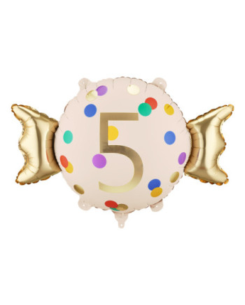 Balon foliowy Cukierek ''5'', 61x37 cm, mix