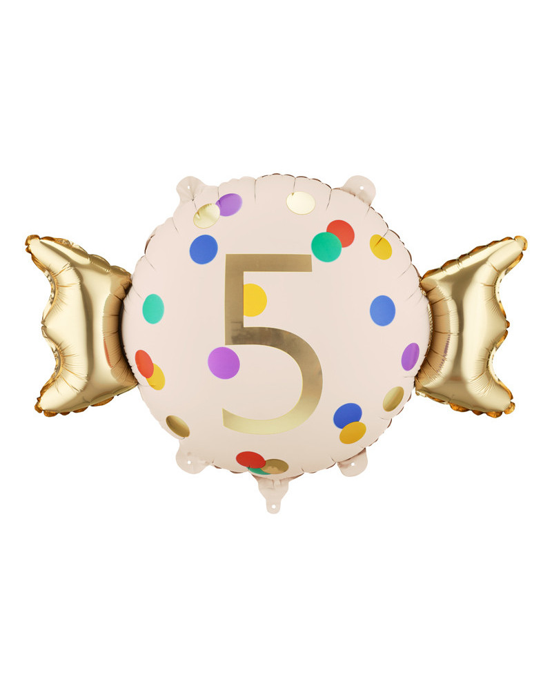 Balon foliowy Cukierek ''5'', 61x37 cm, mix