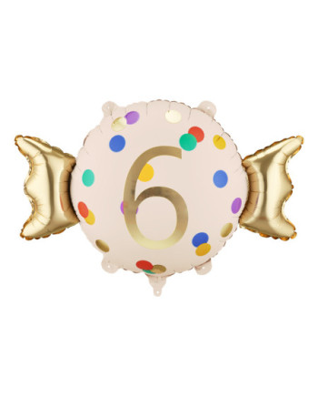 Balon foliowy Cukierek ''6'', 61x37 cm, mix