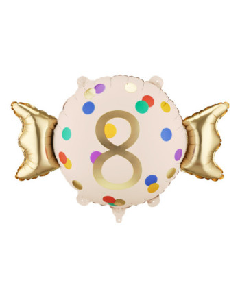 Balon foliowy Cukierek ''8'', 61x37 cm, mix