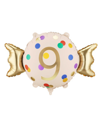 Balon foliowy Cukierek ''9'', 61x37 cm, mix