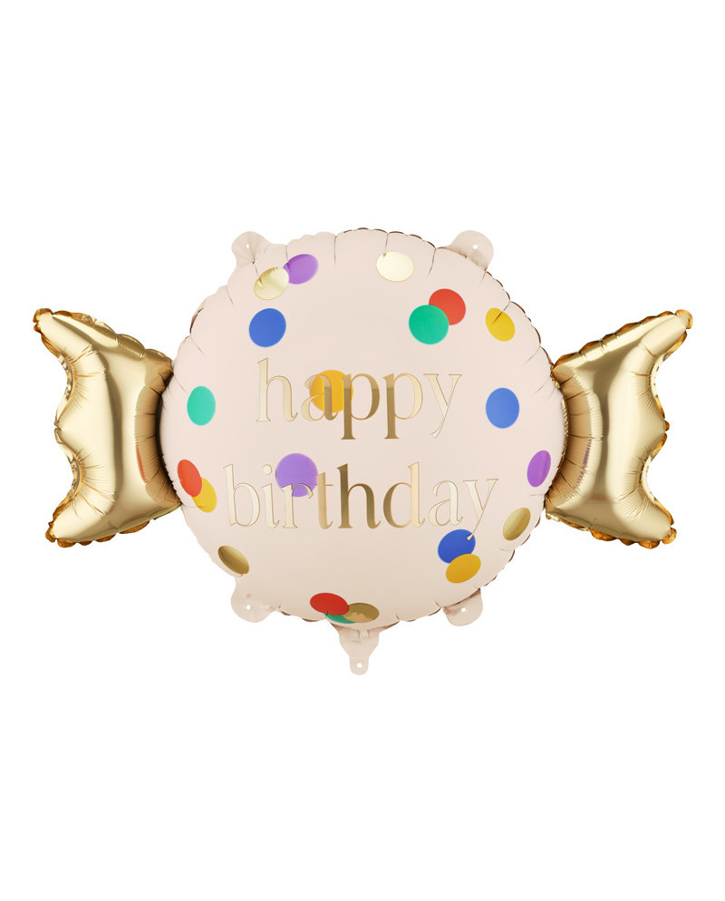 Balon foliowy Cukierek Happy Birthday, 61x37 cm, mix