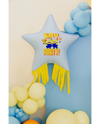 Balon foliowy Gwiazda z frędzlami Minionki, 72x72 cm, mix