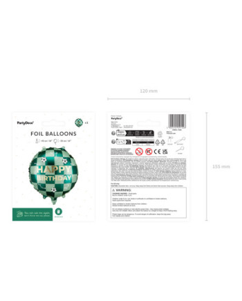 Balon foliowy Happy Birthday piłki, 35x35 cm, mix