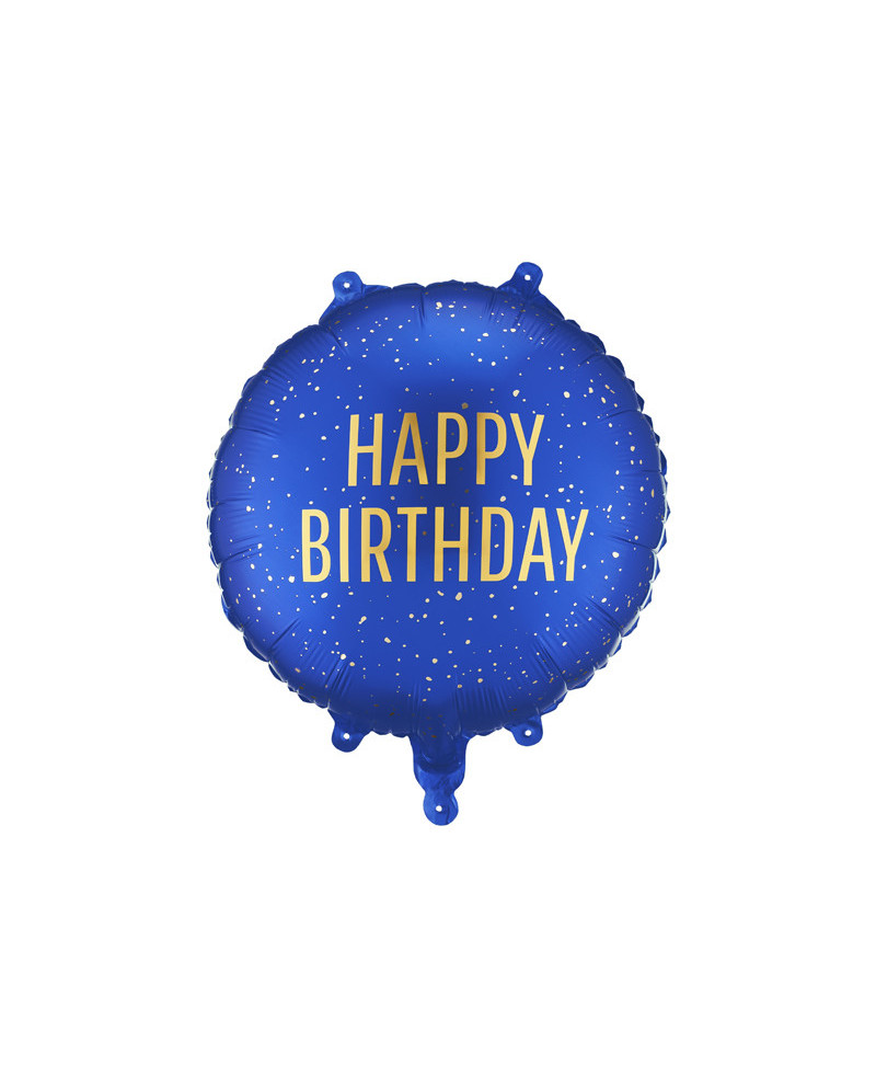 Balon foliowy pastylka Happy Birthday, 35x35 cm, granat