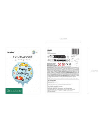 Balon foliowy pastylka Happy Birthday, 35x35 cm, mix