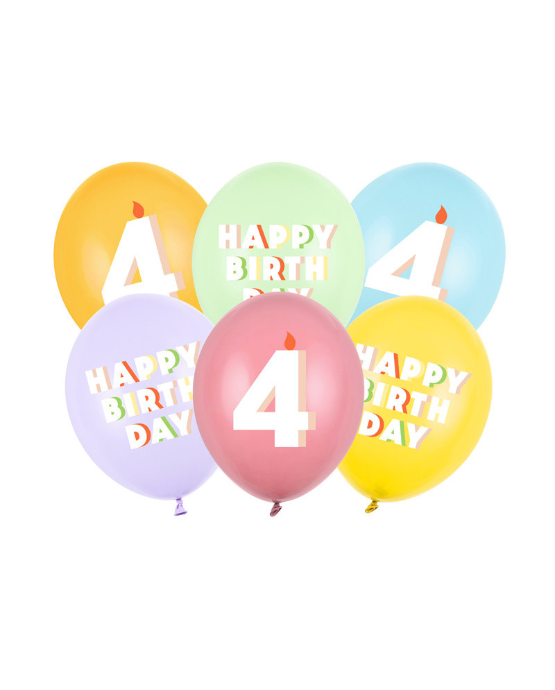 Balony 30 cm, 4, mix (1 op. / 6 szt.)