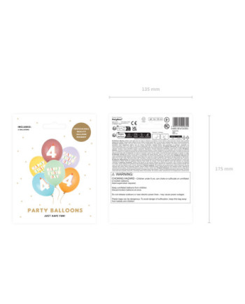 Balony 30 cm, 4, mix (1 op. / 6 szt.)