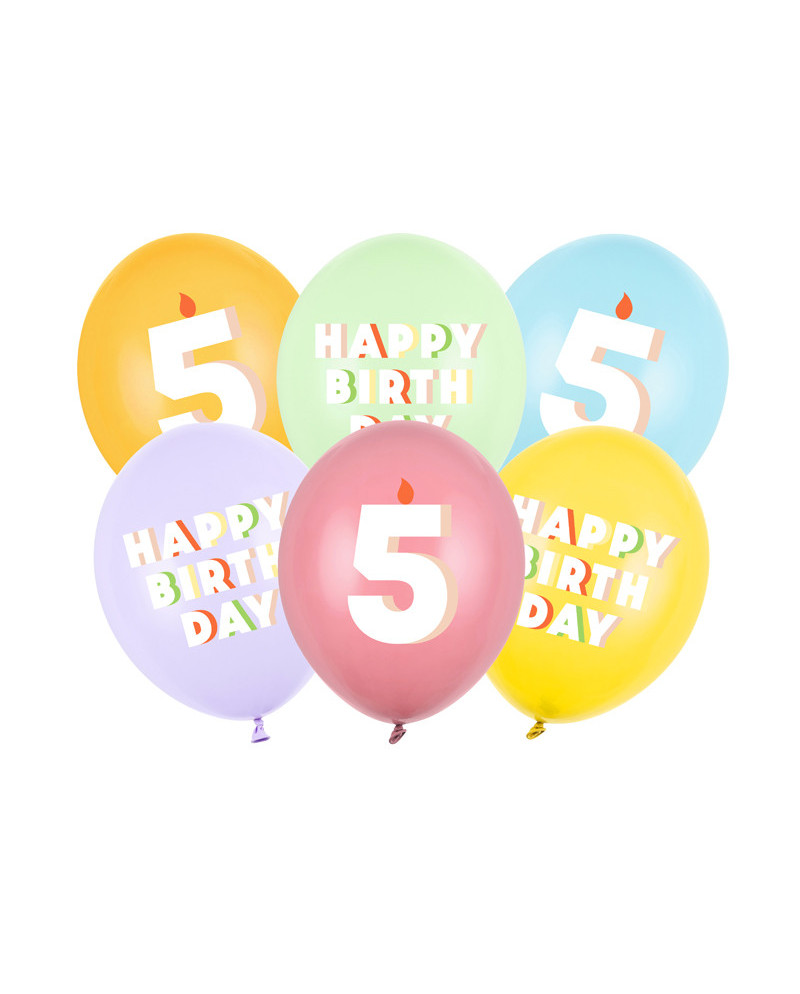 Balony 30 cm, 5, mix (1 op. / 6 szt.)