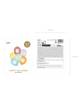 Balony 30 cm, 8, mix (1 op. / 6 szt.)