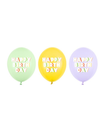 Balony 30 cm, Happy Birthday, mix (1 op. / 50 szt.)