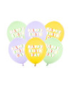 Balony 30 cm, Happy Birthday, mix (1 op. / 6 szt.)