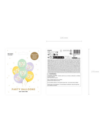 Balony 30 cm, Happy Birthday, mix (1 op. / 6 szt.)