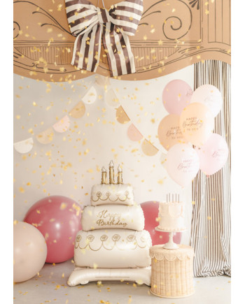 Balony 30 cm, Happy Birthday, mix różowy (1 op. / 6 szt.)