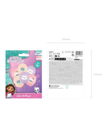 Balony 30 cm, Koci Domek Gabi, mix (1 op. / 6 szt.)