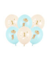 Balony 30 cm, Myszki z cyferką 1, Light Blue (1 op. / 6 szt.)