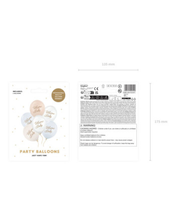 Balony 30 cm, Welcome Baby, mix niebieski (1 op. / 6 szt.)