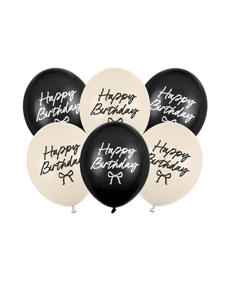 Balony Strong Happy Birthday Kokardki, 30 cm, mix (1 op. / 6 szt.)