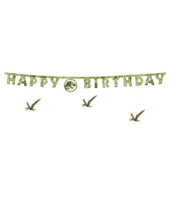 Baner Happy Birthday Jurassic World, 45x165 cm, mix