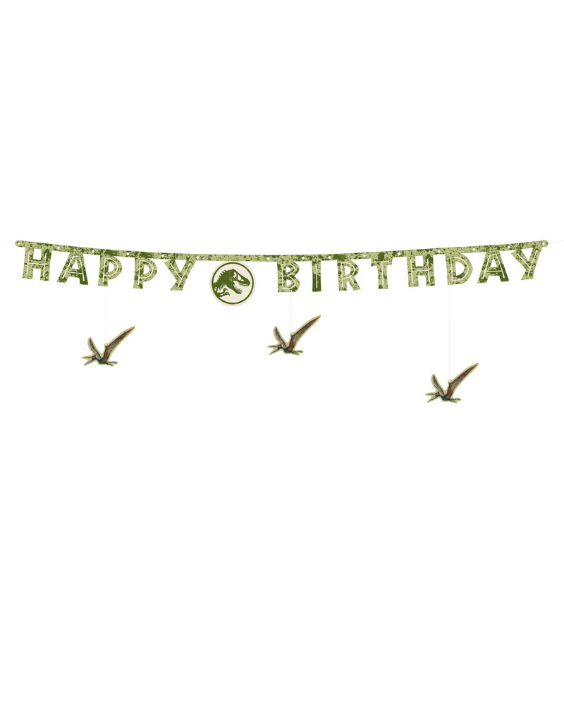 Baner Happy Birthday Jurassic World, 45x165 cm, mix