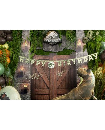 Baner Happy Birthday Jurassic World, 45x165 cm, mix