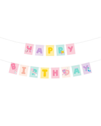 Baner Happy Birthday Koci Domek Gabi, 180 x 15 cm, mix