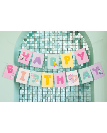 Baner Happy Birthday Koci Domek Gabi, 180 x 15 cm, mix