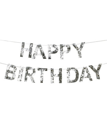 Baner Happy Birthday, 2.2m, srebrny