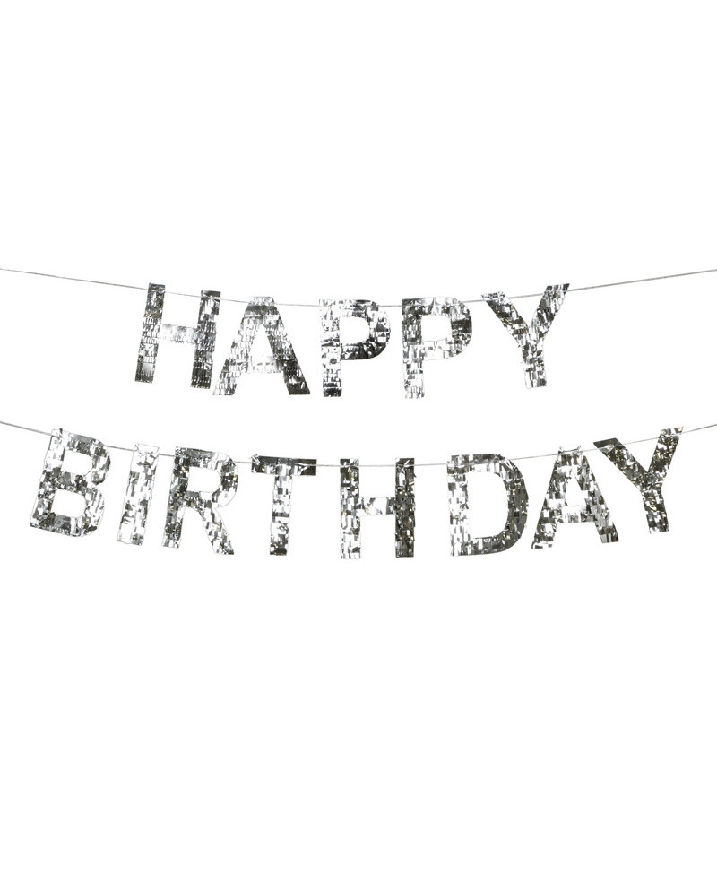Baner Happy Birthday, 2.2m, srebrny