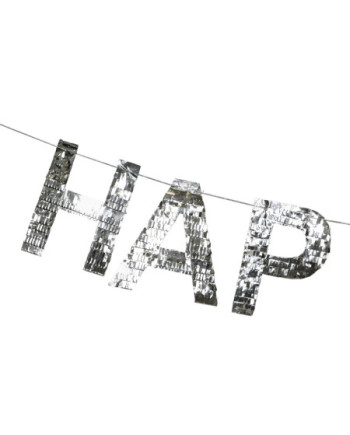 Baner Happy Birthday, 2.2m, srebrny