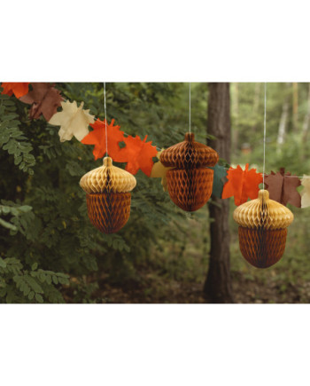 Dekoracja bibułowa Żołędzie, 27cm, mix (1 op. / 2 szt.)