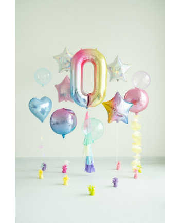 Balon foliowy Cyfra ''0'', 86cm, pastelowy tęczowy