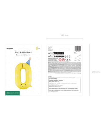 Balon foliowy Cyfra ''0'', 86cm, żółty