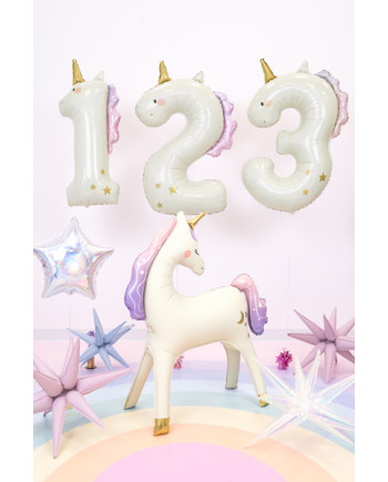 Balon foliowy Cyfra ''1'' Jednorożec, 93cm, mix