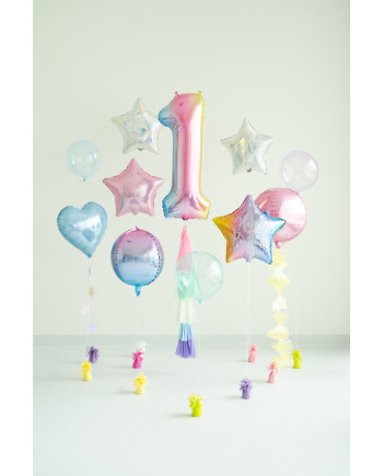 Balon foliowy Cyfra ''1'', 86cm, pastelowy tęczowy