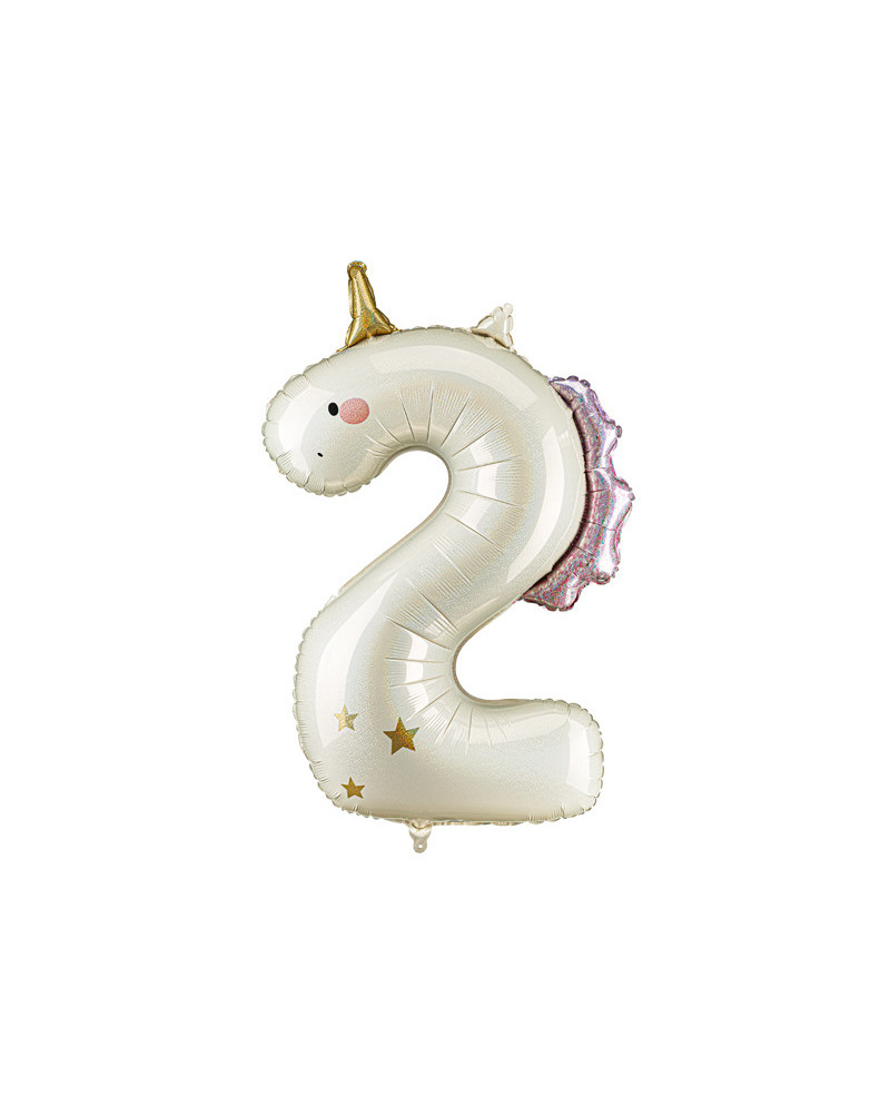 Balon foliowy Cyfra ''2'' Jednorożec, 93cm, mix