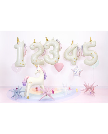 Balon foliowy Cyfra ''2'' Jednorożec, 93cm, mix