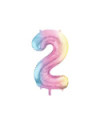Balon foliowy Cyfra ''2'', 86cm, pastelowy tęczowy