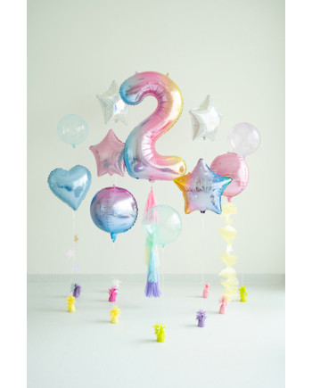Balon foliowy Cyfra ''2'', 86cm, pastelowy tęczowy