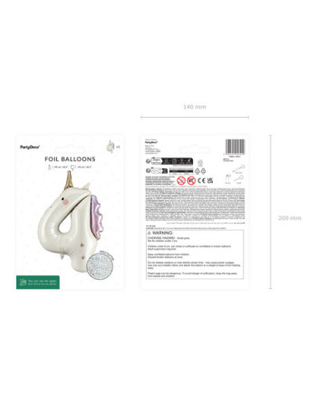 Balon foliowy Cyfra ''4'' Jednorożec, 93cm, mix