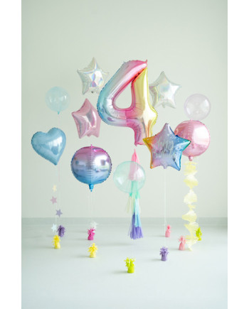 Balon foliowy Cyfra ''4'', 86cm, pastelowy tęczowy