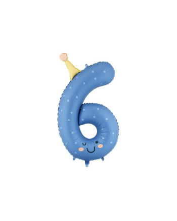 Balon foliowy Cyfra ''6'', 86cm, niebieski