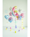 Balon foliowy Cyfra ''6'', 86cm, pastelowy tęczowy
