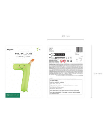 Balon foliowy Cyfra ''7'', 86cm, jasny zielony